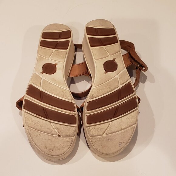 Born Tan Leather Cushioned Sandals with Velcro Strap - Picture 15 of 16